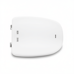 Asiento de Inodoro Redondo de Plástico Blanco, 51 cm de Largo, 39 cm de Ancho, Bisagras de Bucle, Diseño Minimalista para Baño - Product Image 3