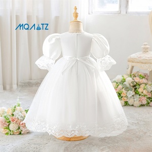 <span class=keywords><strong>Vestido</strong></span> <span class=keywords><strong>Blanco</strong></span> <span class=keywords><strong>de</strong></span> Princesa para Niñas, Cuello Redondo, <span class=keywords><strong>Vestido</strong></span> <span class=keywords><strong>de</strong></span> Boutique para Bautizo y Primera Comunión - Product Image 2