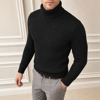 Pull-over en maille à col roulé pour homme, coupe ajustée, avec logo personnalisé, idéal pour l'hiver