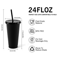 Gobelet réutilisable en plastique coloré sans BPA Pupor de 16 oz et 24 oz avec couvercle, idéal pour les événements et les fêtes