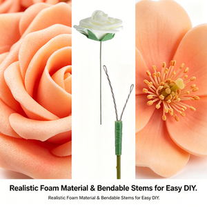 Fleurs artificielles, 25 pièces, roses <span class=keywords><strong>en</strong></span> mousse avec tiges pour décorations de table de mariage, centres de table, vente <span class=keywords><strong>en</strong></span> gros, bricolage - Product Image 2