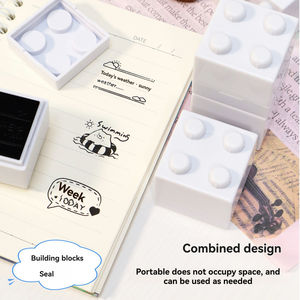 منتجات جديدة ترويجية تصميم مجمع سهل التخزين ختم كتلة البناء حر الحبر إضافة طوابع للمجلة - Product Image 6