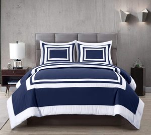 Juego de Ropa de Cama QSY Collection <span class=keywords><strong>Wyatt</strong></span> de 7 Piezas, Estilo Hotel, King Size, Edredón y Sábanas Cuadradas en Blanco y Negro, Diseño Navideño - Product Image 4