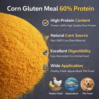 Farine de Gluten de Maïs Qualité Alimentaire 60% Protéines, Poudre de Protéines de Maïs pour Additifs Alimentaires pour Volailles, Aquaculture et Bétail