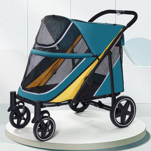 Poussette pour chien en tissu Oxford 600D, très vendue, grande poussette de voyage pliable et portable pour animaux de compagnie, style tendance, transparente, pour grands chiens et chats - Product Image 4
