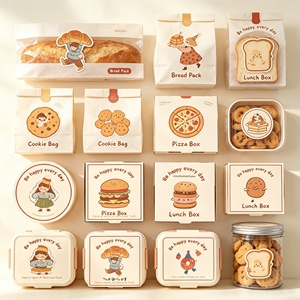 Pegatinas de Dibujos Animados, Etiquetas Rectangulares de Papel, Sé Feliz Todos los Días, Tema de Comida, Decoración Ecológica para Regalos y Manualidades - Product Image 5