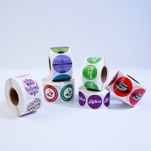 Rouleau d'autocollants en vinyle imperméable à l'eau avec impression personnalisée autocollants d'étanchéité de logo de marque autocollant rond de logo d'entreprise <span class=keywords><strong>étiquette</strong></span>s d'<span class=keywords><strong>emballage</strong></span> <span class=keywords><strong>alimentaire</strong></span> - Product Image 1