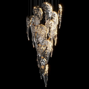 Lustre en verre fait à la main de forme personnalisée aile angélique suspension pour Villa maison salon chambre escalier hall d'hôtel - Product Image 6