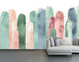 Papel Tapiz Impermeable con Diseño de Pintura al Óleo Personalizada, Mural de Pared con <span class=keywords><strong>Cactus</strong></span> Urbanos Frescos para Dormitorio y Comedor, Decoración del Hogar - Product Image 2