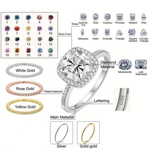 แหวนทอง10K 14K 18K สำหรับผู้หญิงหินโมอิส - Product Image 4
