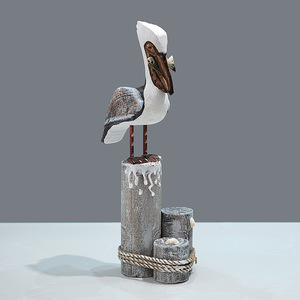 Figura de pelícano de madera, 2 uds., decoración del hogar mediterránea, adorno para sala de estar - Product Image 3