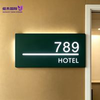 Enseigne murale personnalisée en acrylique et acier inoxydable avec logo d'entreprise 3D éclairé par LED, télécommandée, pour intérieur/extérieur, numéro de maison