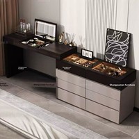 Table de maquillage moderne intelligente en bois massif, style européen italien minimaliste, avec miroir réglable – Meilleure vente