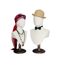 Mannequin de tête en FRP recouvert de tissu pour présentation de perruques, nœuds papillon, chapeaux, colliers, foulards et comme accessoire de vitrine