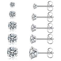 Melhor Venda Na Amazon Fashional Brincos Do Parafuso Prisioneiro Definir Hipoalergênico, 316L Cubic Zirconia Brincos Brincos de Aço Inoxidável