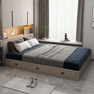 <span class=keywords><strong>Letto</strong></span> <span class=keywords><strong>Matrimoniale</strong></span> in <span class=keywords><strong>Legno</strong></span> Massello Stile Vintage Senza Testiera 1,8 Metri - <span class=keywords><strong>Letto</strong></span> di Lusso Americano con Imbottitura Morbida in Stile Retrò Francese - Product Image 1