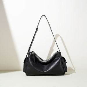 Sacs fourre-tout élégants rétro en cuir véritable pour femmes, grande capacité, sac à bandoulière pour femmes, fermeture à glissière, sac messager décontracté et tendance - Product Image 1