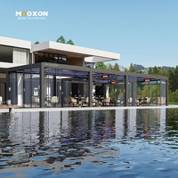 Mooxon Taille personnalisable 3X3 3X4 3X5 3X6 Usine Pergola d'extérieur à persienne motorisée en aluminium Pergola Bois avec système d'éclairage LED