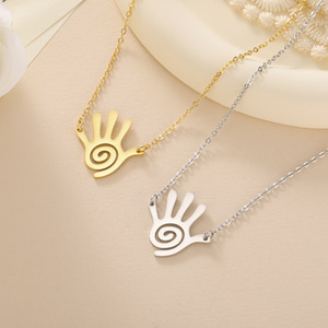 Collier de la main de la guérison, symbole sacré Hopi, pendentif en spirale tourbillonnante, bijoux en acier inoxydable, cadeau du Nouvel An - Product Image 2
