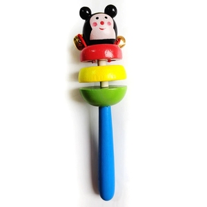 Vente en gros : Hochet à main en bois à motif animalier de dessin animé, instrument de percussion Orff pour nourrissons et tout-petits, pour l'éveil sensoriel et la stimulation de la préhension - Product Image 3