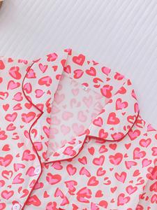 Ensemble de pyjama pour femme en deux pièces, vêtements de nuit courts, haut à manches courtes avec bas, pour la Saint-Valentin, livraison directe - Product Image 3