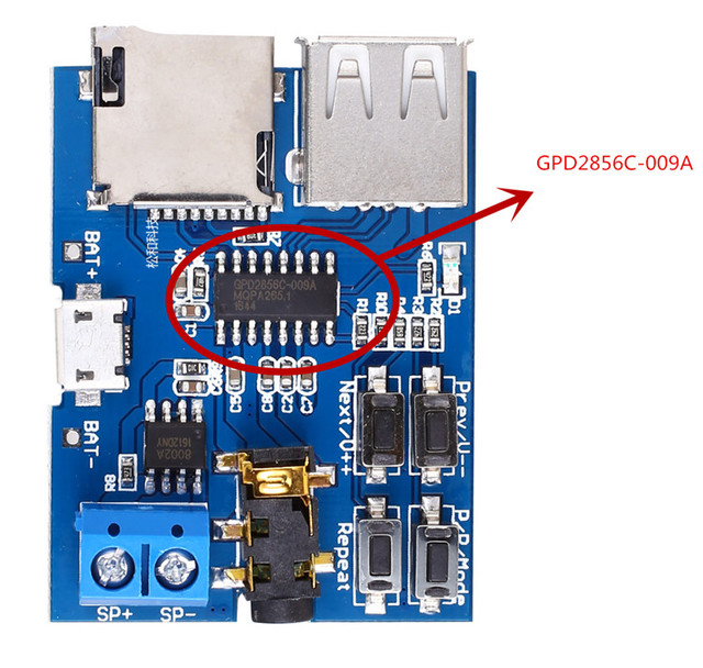 GPD2856C-009A Mp3 Player Decoder Circuit Chip Log S