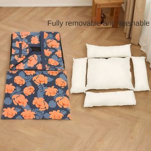 Classic Leaf Print Eco-friendly Pet Orthopedic <b>Nest</b> Square Edging Firm Support Thickened Design Canvas Removable Washable Small - Product Image 3