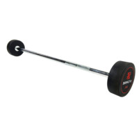 Barre d'haltères fixes de gymnastique Barre droite Barre incurvée Barre chromée de poignée enduite de caoutchouc Ensemble d'haltères Barra d'haltérophilie fixe intégré