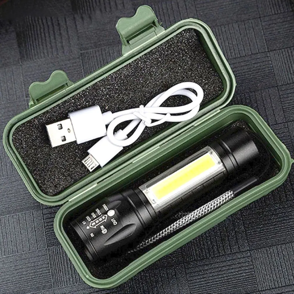 Portable Rechargeable Zoom LED Flashlight Flash Light Torch Lantern 3 Lighting Modes Camping Light Mini Led Flashlight