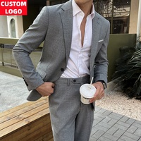 Costume deux pièces pour homme de style britannique, de haute qualité, décontracté, formel, pour mariage, costume de cérémonie