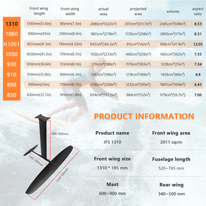 โรงงาน OEM ผลิตบอร์ดไฮโดรฟอยล์รุ่นใหม่ GY1310 คาร์บอนฟอยล์ไกลด์ 2100 ตารางเซนติเมตร สำหรับเล่นวิงเซิร์ฟ พร้อมปั๊ม JFS1310 โรงงาน OEM เชี่ยวชาญด้านคาร์บอน - Product Image 4