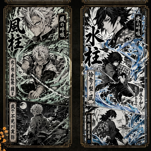 Póster Colgante de Madera con Impresión a Todo Color de <span class=keywords><strong>Anime</strong></span> Japonés, Tanjiro Nezuko, Esquinas Cuadradas, Pintura a Tinta, Juego de Mesa - Product Image 5