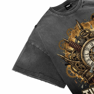 เสื้อยืดผู้ชายคุณภาพเยี่ยม ทรงโอเวอร์ไซส์ สไตล์วินเทจ ลวดลายมงกุฎ พิมพ์ลาย DTG ระบายอากาศได้ดี ซักย้อมแบบแอซิดวอช ขายส่ง - Product Image 5