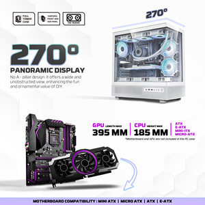 Fantech เคส CG86เกม GPU <span class=keywords><strong>ATX</strong></span> 395มม., เคสคอมพิวเตอร์แบบทาวเวอร์270องศาพาโนรามาเข้าถึงได้อย่างรวดเร็วเคสพีซีกระจกนิรภัย - Product Image 5