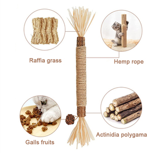 Bastoncini da Masticare Naturali e Durevoli per Gatti, Pulizia Denti, Corda di Canapa, Bastoncini con Erba Gatta, Giocattoli per Animali Domestici - Product Image 3