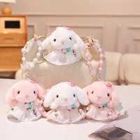 Porte-clés en peluche lapin à oreilles tombantes mignon avec divers styles de robes en dentelle, breloque de sac portable et cadeau délicat pour filles