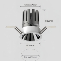 Vente chaude, plafonnier encastré intelligent Tuya 12W, noir, température de couleur réglable, plafonnier encastré pour magasin