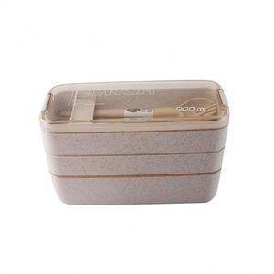 OEM ODM Outdoor Picnic Portable Three-<b>layer</b> Wheat Straw <b>Lunch</b> <b>Box</b> Adults Heatable Plastic Lid Eco-friendly Leakproof Food Grade - Product Image 5