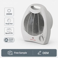 Radiateur Soufflant Portable 3 Modes Chaud/Froid 2000W avec Contrôle Automatique de la Température, Résistant au Feu, Certifié CE ROHS, Idéal pour Bureau