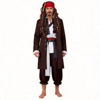 Costume de pirate des Caraïbes Captain Jack Sparrow Elizabeth pour adulte unisexe, tenue de cosplay de pirate, gilet, pantalon, veste, trench-coat