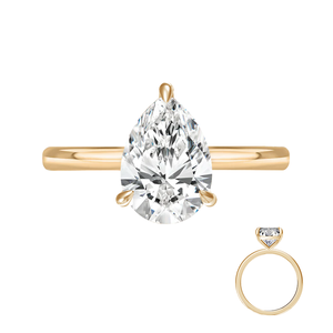 Bague de fiançailles en or Stonewels 1 carat, diamant de laboratoire HPHT CVD de forme poire, bijoux en or massif, certifié IGI, VVS2, coupe excellente - Product Image 1