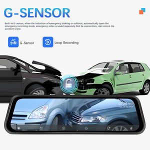 Podofo Écran portable 12 pouces sans fil Carplay / Android Auto DVR Caméra frontale 4K intégrée Double objectif Wifi Vidéo Émetteur FM - Product Image 4