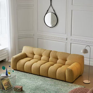 クリームスタイル キャンディソファ、スノーフレークフリース製、ライトラグジュアリー フレンチレトロスタイル。マシュマロのようなファブリックソファです。 - Product Image 6