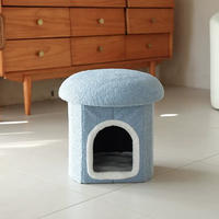 Lit pour chat et repose-pieds confortable en forme de champignon, pouf en polaire douce pour animaux de compagnie, nid durable en éponge pour la décoration de salon