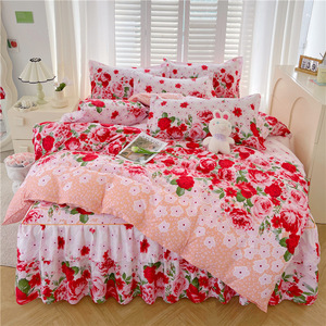 Skin Friendly Brushed Fabric <b>Bed</b> Skirt Bedding Set Thick Duvet <b>Cover</b> Mattress Protector 3 Pcs 4 Pcs <b>Bed</b> Linen For Household - Product Image 5