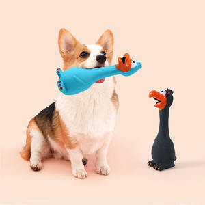Suministro directo de fábrica Squeaker Latex <span class=keywords><strong>Dog</strong></span> <span class=keywords><strong>Toy</strong></span> para masticadores agresivos Juguetes interactivos para perros Forma de pato de pollo Juguetes para mascotas al por mayor - Product Image 2