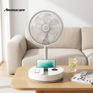 <span class=keywords><strong>Ventilateur</strong></span> sur pied pliable Aromacare 10 pouces, 7200 mAh, rechargeable, oscillant, avec télécommande et boîte à arômes pour la maison et le camping - Product Image 1