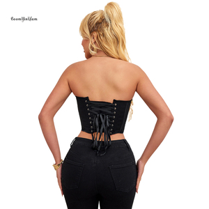 Corset Overbust pour femme, fin, tissé, avec ourlet en dentelle, dos lacé, motif cœur, amincissant - Product Image 2