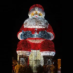 outdoor giant xmas santa claus 3D snowman shape holiday decoration led christmas motif lights