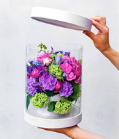 Boîte ronde en PVC pour fenêtre, boîte cadeau pliable pour fleurs, seau à fleurs rond, boîte à fleurs transparente pour la Saint-Valentin